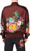 Maroon Floral Print Full Zip Bomber Jacket 3