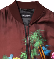 Maroon Floral Print Full Zip Bomber Jacket 4