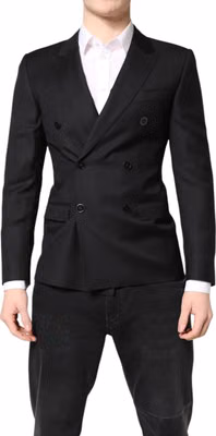Black MARTINI Double Breasted Coat Blazer
