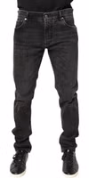 Gray Washed Cotton Skinny Denim Jeans 1