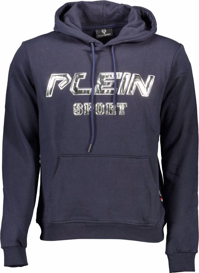Blue Cotton Men's Hooded Sweatshirt