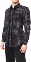 Black Polka Dot Long Sleeves Gold Formal Shirt 2