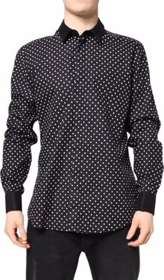 Black Polka Dot Cotton Formal Dress Shirt
