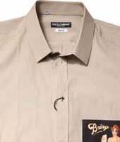 Beige Pin Up Print MARTINI Men Casual Shirt 4