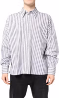 White Black Stripe Button Down Casual Shirt 1