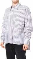 White Black Stripe Button Down Casual Shirt 2