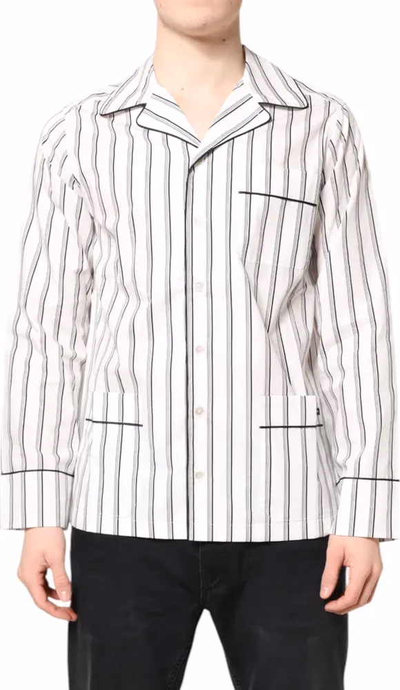 White Stripes Lounge Pajama Sleepwear Shirt