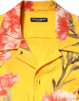 Yellow Floral Men Button Down Casual Shirt 4