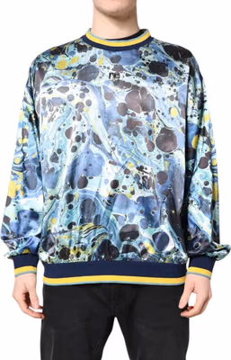 Multicolor Marble Print Men Pullover Sweater