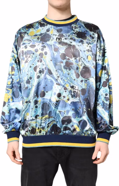 Multicolor Marble Print Men Pullover Sweater