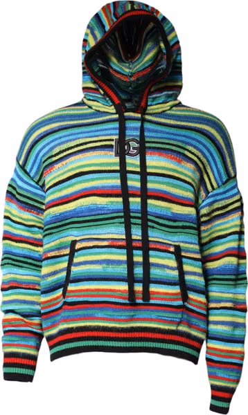 Multicolor Cotton Hooded Pullover Sweater