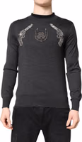 Gray Embroidery Knit Men Pullover Sweater 1