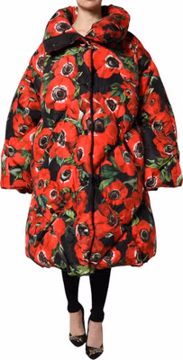 Multicolor Floral Full Zip Padded Jacket