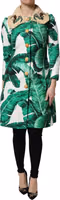 Multicolor Leaf Print Embellished Trenchcoat Jacket 1