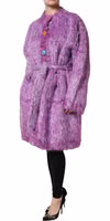 Purple Button Embellished Trench Coat Jacket 2