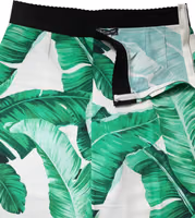 White Green Leaf High Waist Pants 5