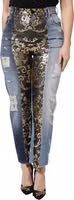 Multicolor Patchwork High Waist Denim Jeans 1