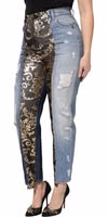 Multicolor Patchwork High Waist Denim Jeans 2