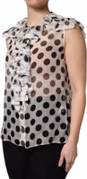 White Black Polka Dot Cotton Sleeveless Top 2