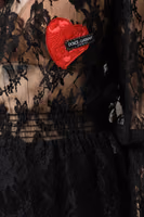 Black Cotton Floral Lace Women Blouse Top 5