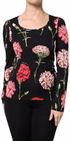 Black Floral Long Sleeve Women Blouse Top 1