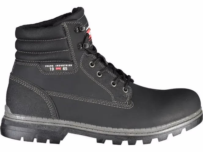 Black Polyester Men Boot