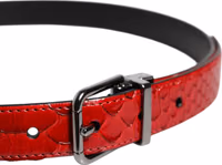 Red Exotic Leather Brass Metal Buckle Belt 3