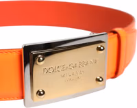 Orange Gold Tone Metal Logo Buckle Belt 3