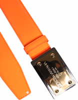 Orange Gold Tone Metal Logo Buckle Belt 5