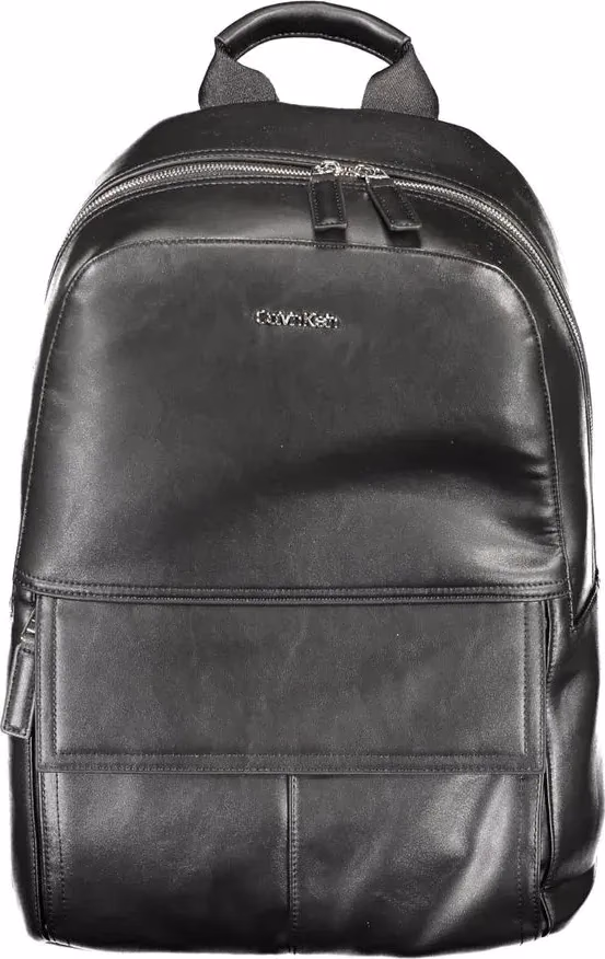 Black Polyester Men Backpack