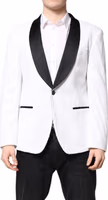 White Nylon Single Breasted Coat Blazer 1