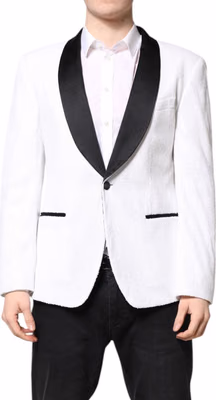 White Nylon Single Breasted Coat Blazer