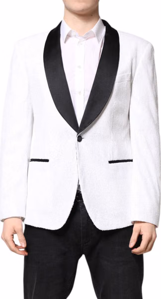 White Nylon Single Breasted Coat Blazer