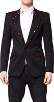 Black SICILIA CrystalEmbellished Coat Blazer 1