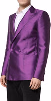 Purple Double Breasted Men Suit Coat Blazer 2