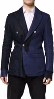 Navy Blue Double Breasted Suit Coat Blazer 1