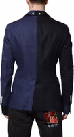 Navy Blue Double Breasted Suit Coat Blazer 3