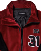 Red Black Cotton Logo FullZip Bomber Jacket 3
