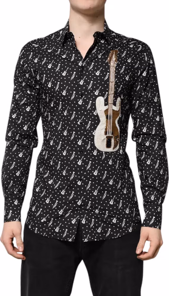 Black GOLD Instrument Embellished Shirt