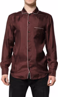 Burgundy Silk Dotted Long Sleeves Shirt 2