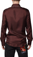 Burgundy Silk Dotted Long Sleeves Shirt 3