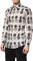 White Pineapple Print Long Sleeve GOLD Shirt 2