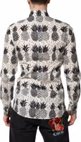 White Pineapple Print Long Sleeve GOLD Shirt 3