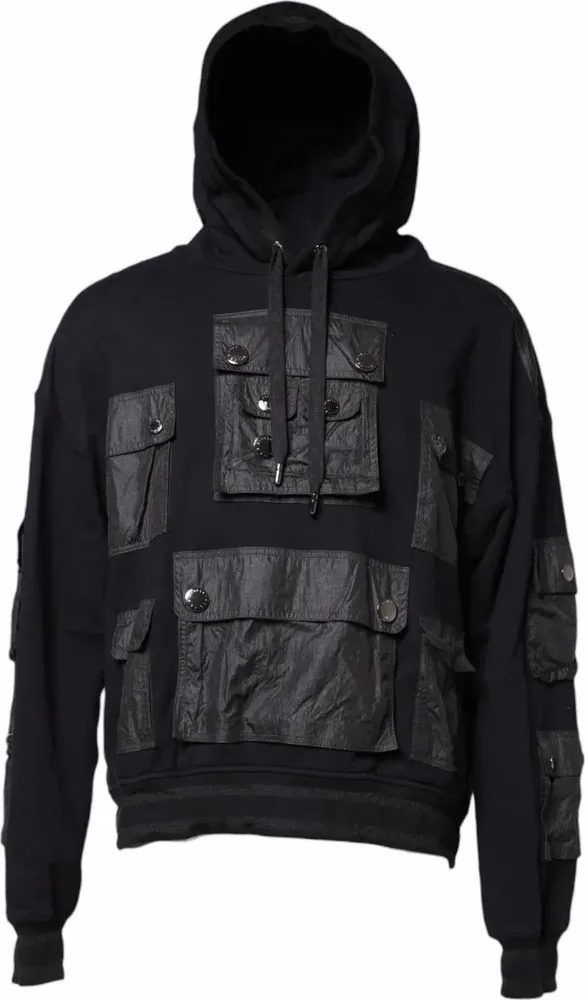 Black Cotton Hooded Sweatshirt Sweater