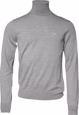Gray Wool Knitted Men Pullover Sweater
