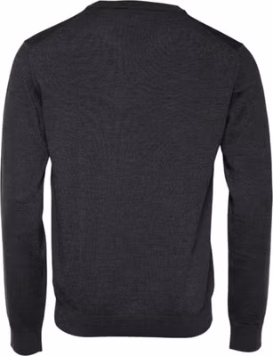 Gray Wool Logo Knitted Men Pullover Sweater