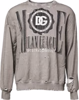 Gray Logo Print Crew Neck Pullover Sweater 1