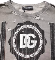 Gray Logo Print Crew Neck Pullover Sweater 4