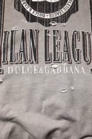 Gray Logo Print Crew Neck Pullover Sweater 5