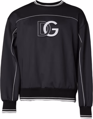 Black Logo Polyester Crew Neck Men Pullover Sweater